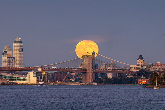 Full Moon Over The Brooklyn Bridge