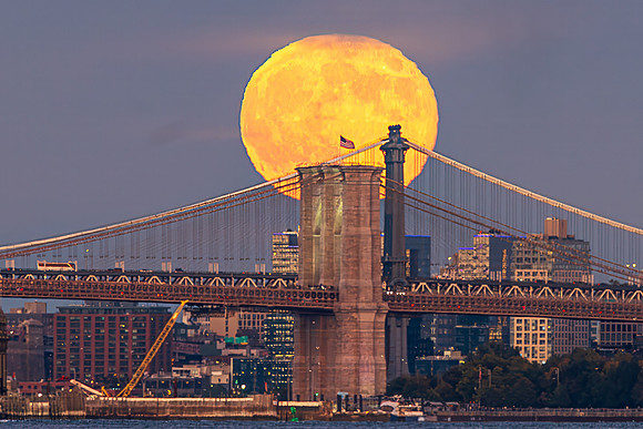 Full Moon Over The Brooklyn Bridge