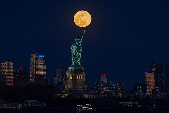 Worm Moon over Lady Liberty